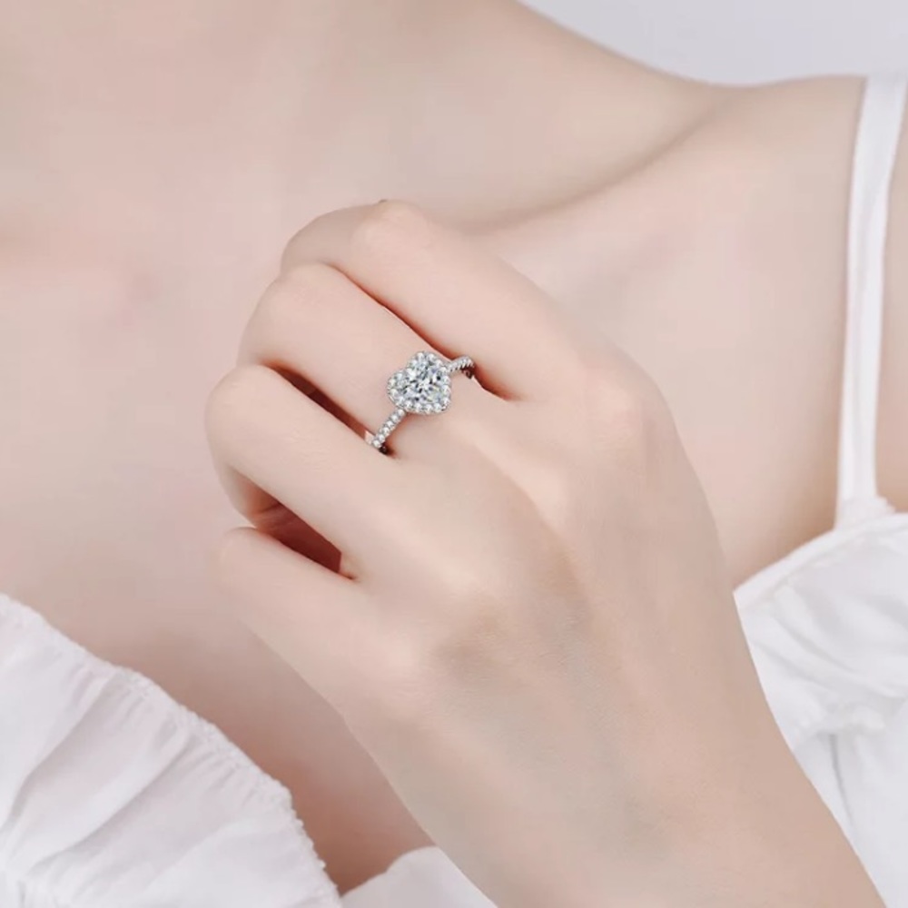 925 STERLING SILVER CUBIC ZIRCON HEART RING - Picture 6 of 13